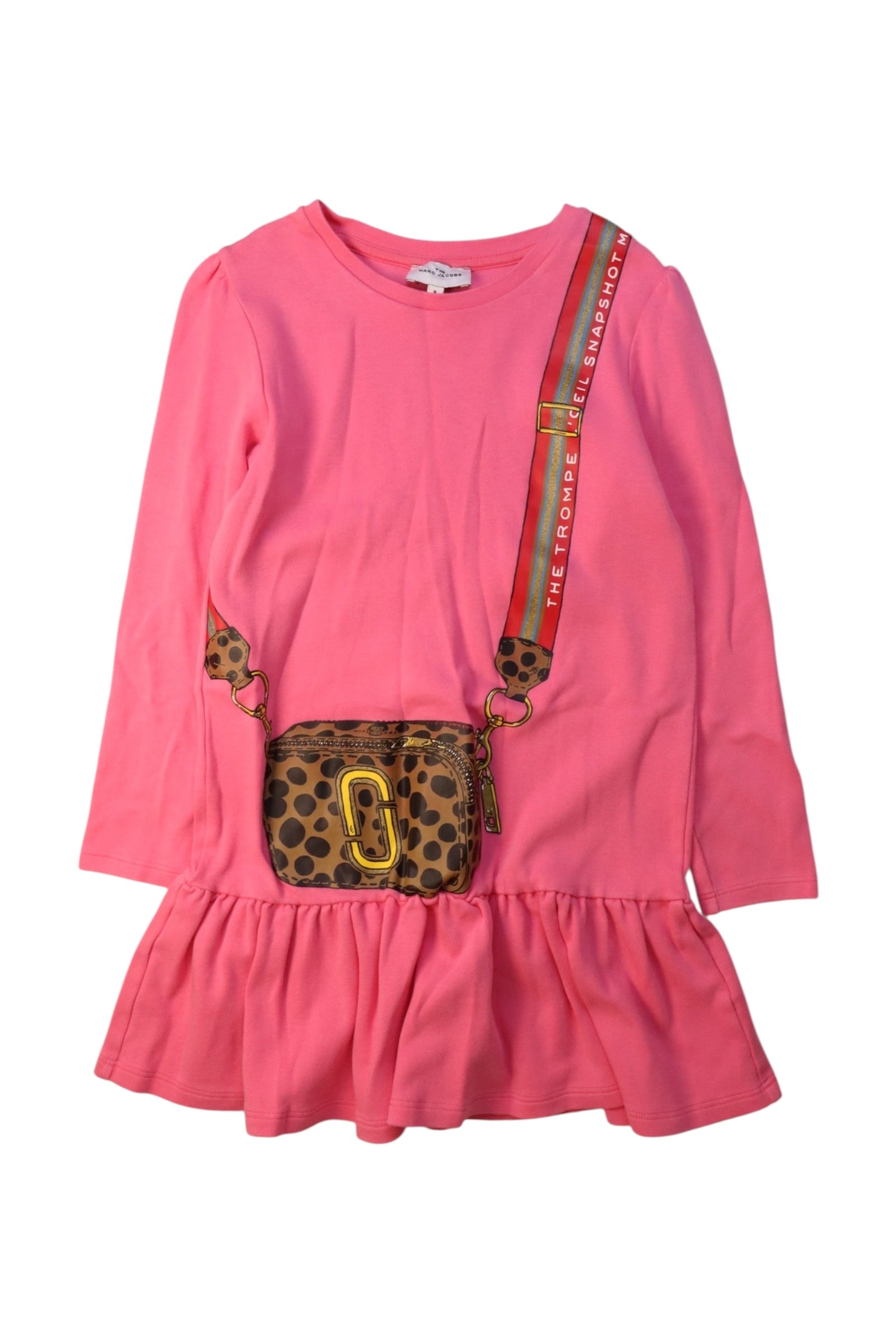 Little Marc Jacobs Long Sleeve Dress With Leopard Print Bag - 8Y、mySite、g9winljtr