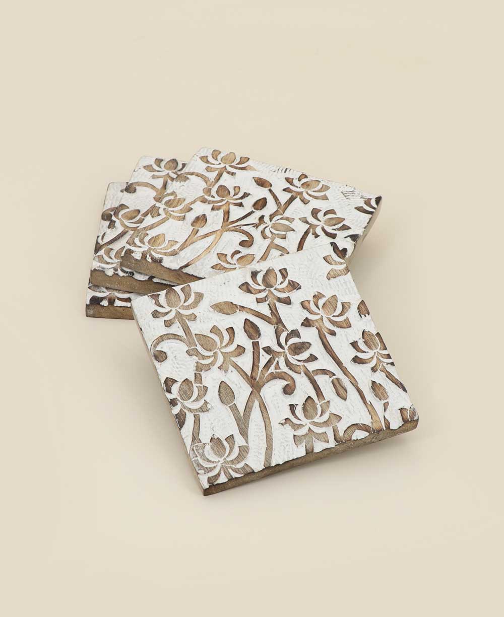 Fairtrade Set of 4 Lotus Wood Coasters、mySite、topwebapps