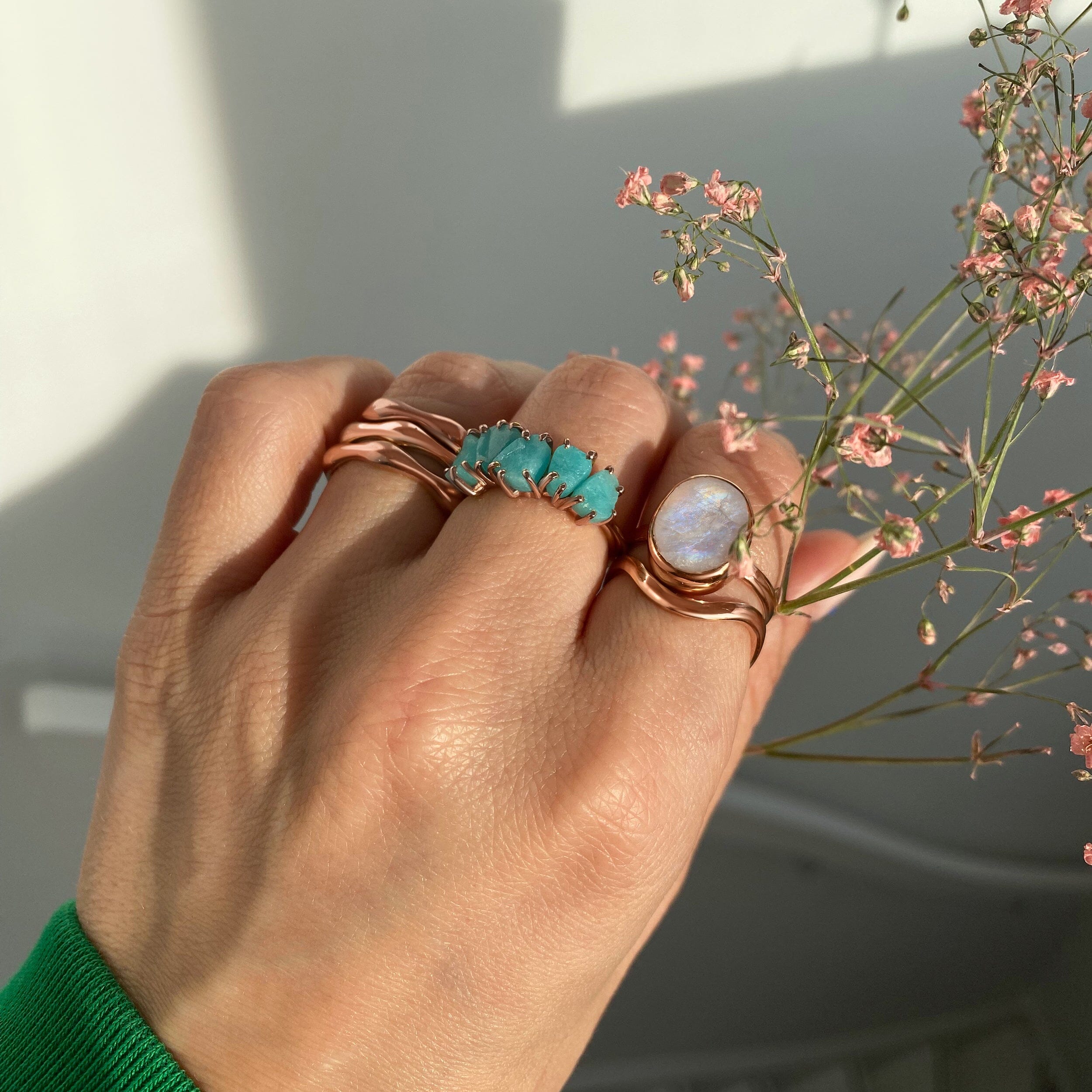 Raw Crystal Ring - Luminous Amazonite、mySite、hinf8tx79