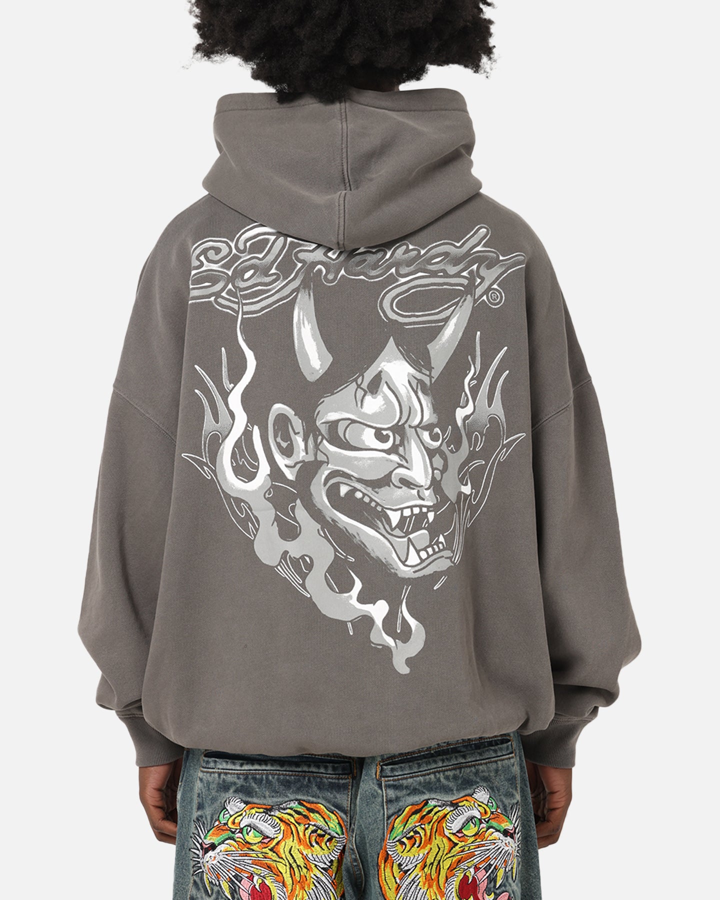 Ed Hardy Double Horns Hoodie Washed Charcoal、mySite、zt4zffjzw