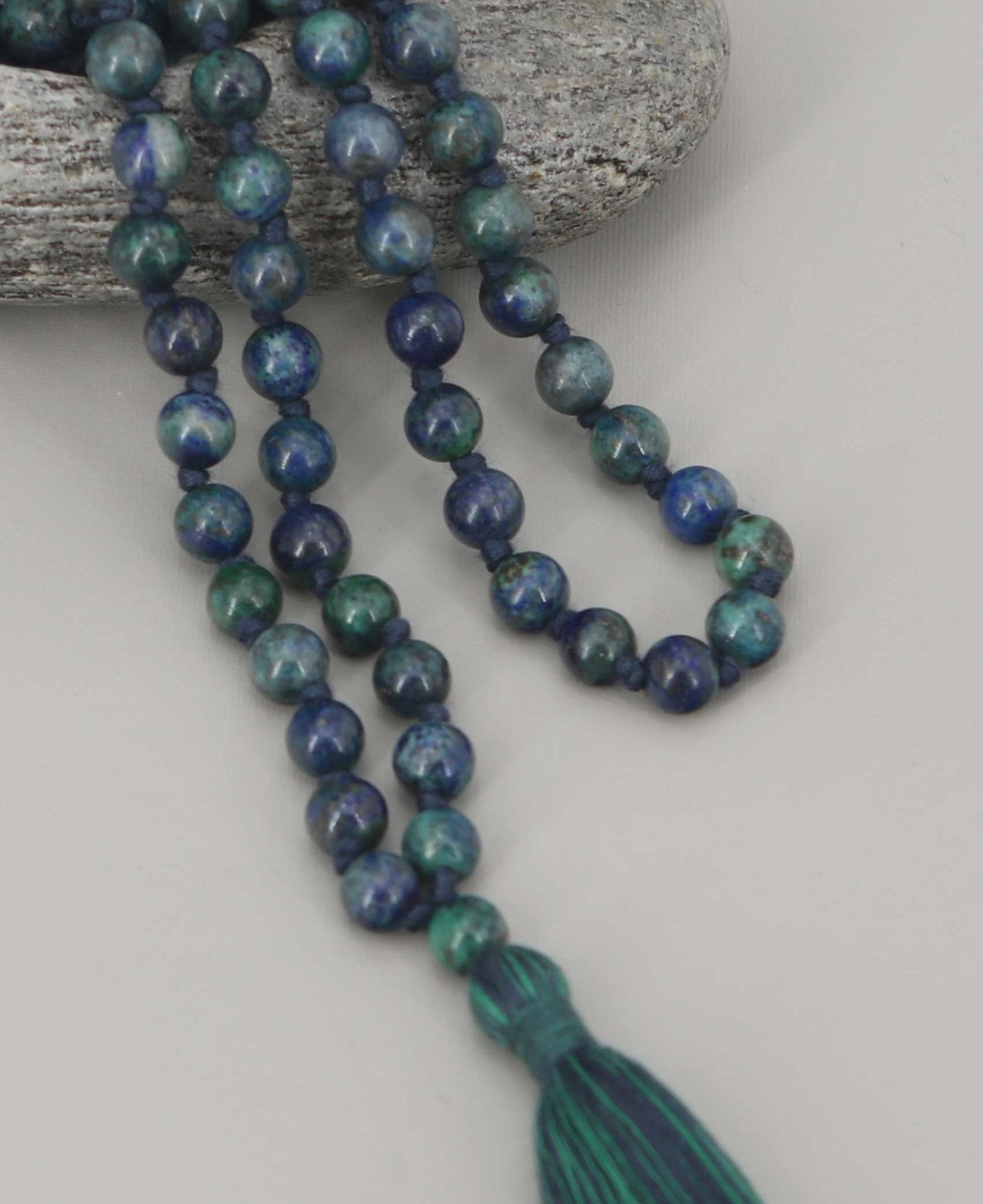 Azurite 108 Beads Meditation Mala, Knotted、mySite、topwebapps