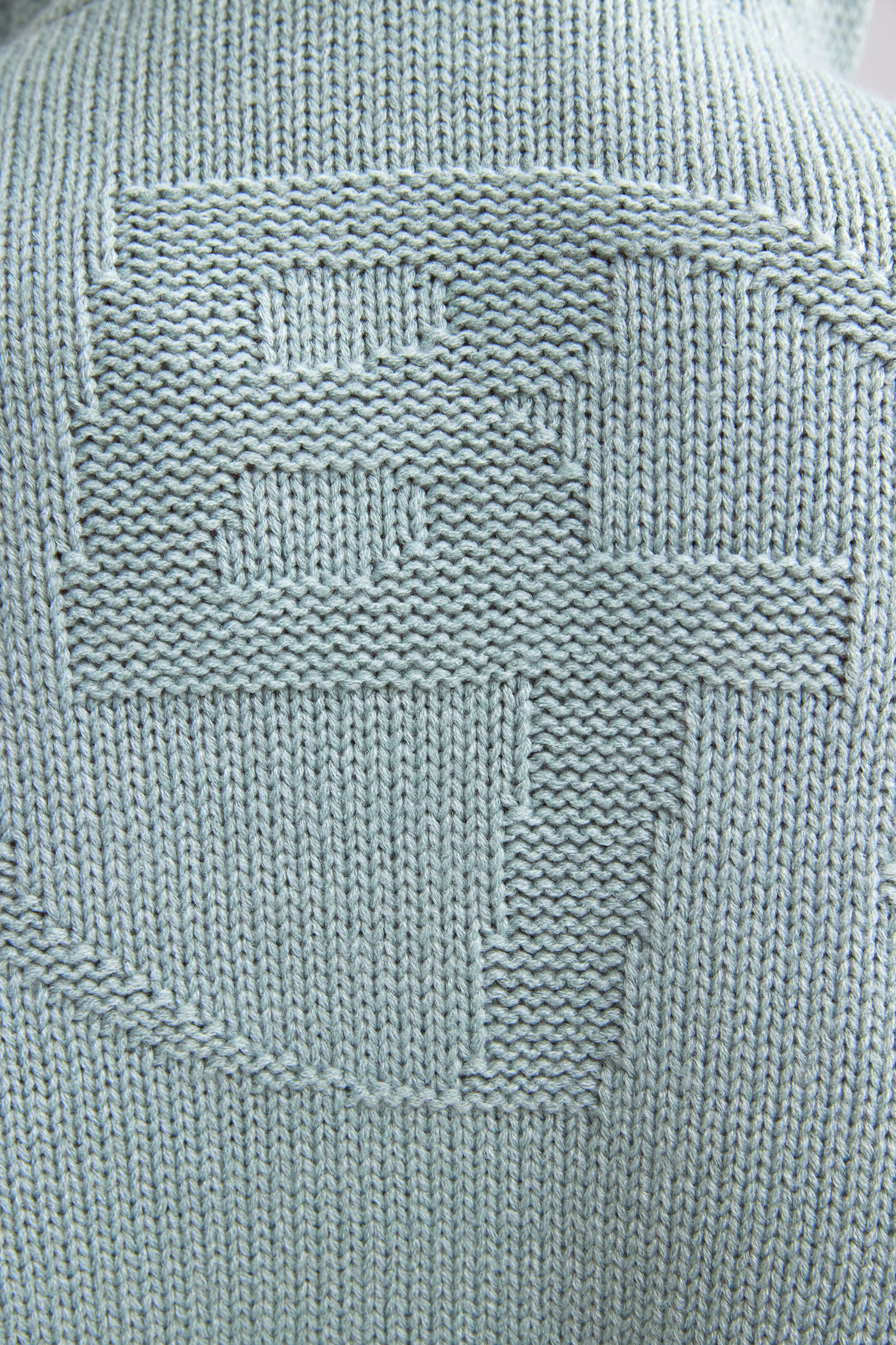 Cropped Zip-Up Chunky Knit Hoodie in Dusty Teal、mySite、solidvoid