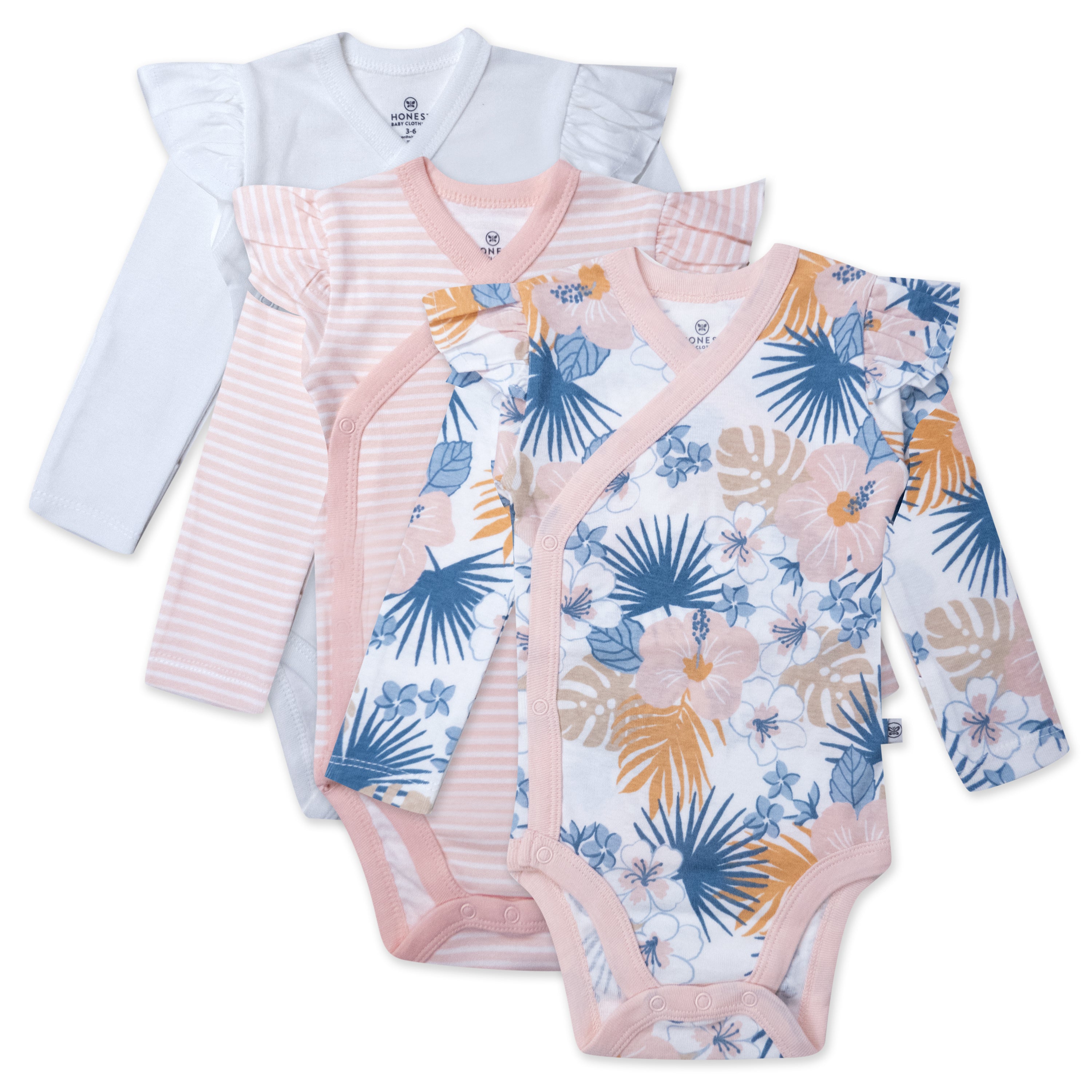  3-Pack Organic Cotton Long Sleeve Side-Snap Bodysuits、mySite、layawaytickets