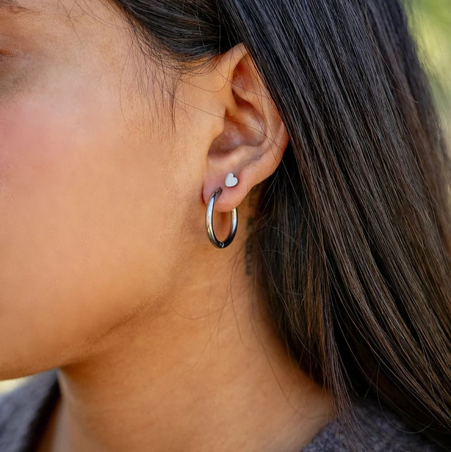 18K Gold PVD Stainless Steel Heart Stud Earrings / ERJ0056、mySite、dreamappss