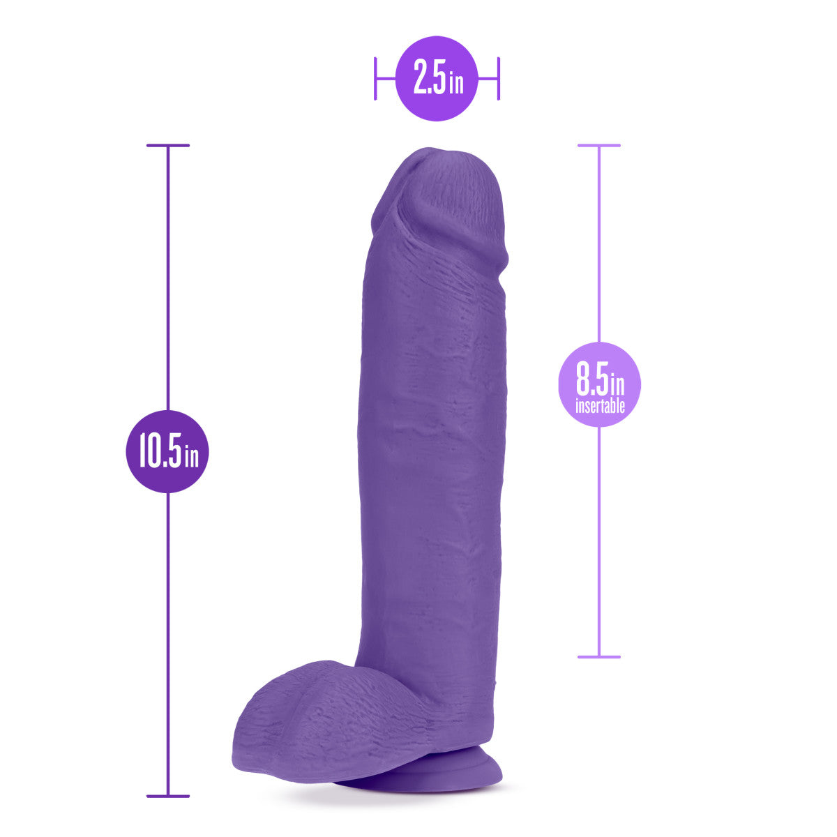 Au Naturel Bold By Blush® | Huge Realistic Purple 10.5-Inch Long Dildo With Balls & Suction Cup Base、mySite、bottomscart