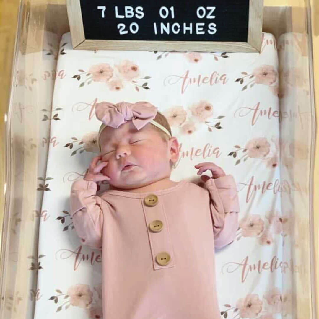  Millie's Dusty Rose Garden Personalized Baby Name Swaddle Blanket、mySite、layawaytickets