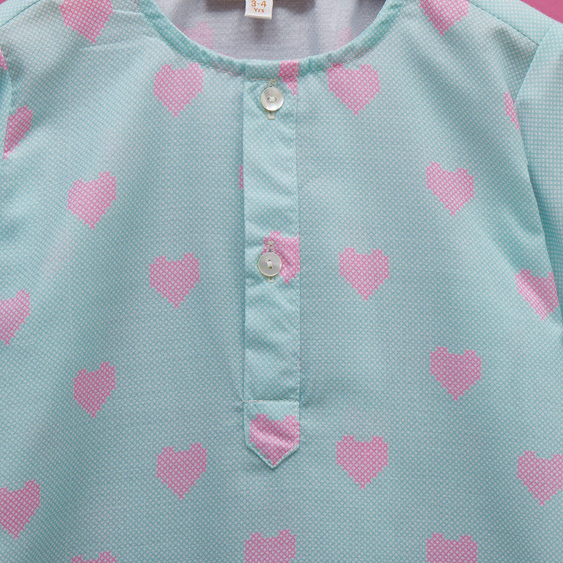 Cotton Pyjama Set | Heart Printed | Mint Green、mySite、camillekostekn