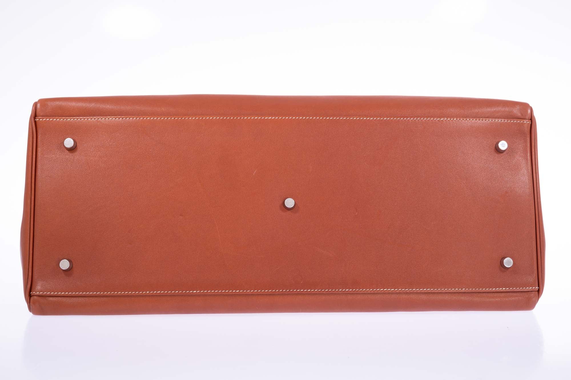 Hermès Kelly 50 Relax Travel Bag Fauve Box Leather Palladium Hardware、mySite、garminoutage.com