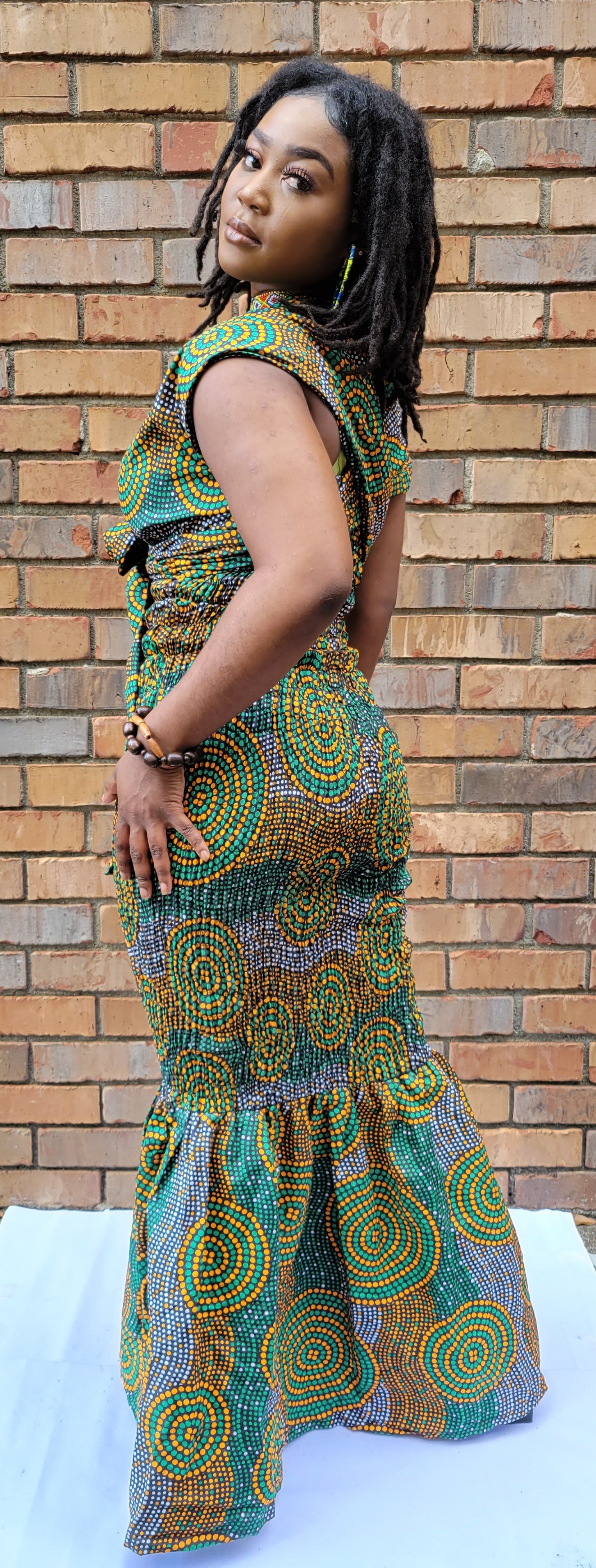 Ileke African Print Ankara Kitenge Smocked Dress-DP4081、mySite、solidvoid