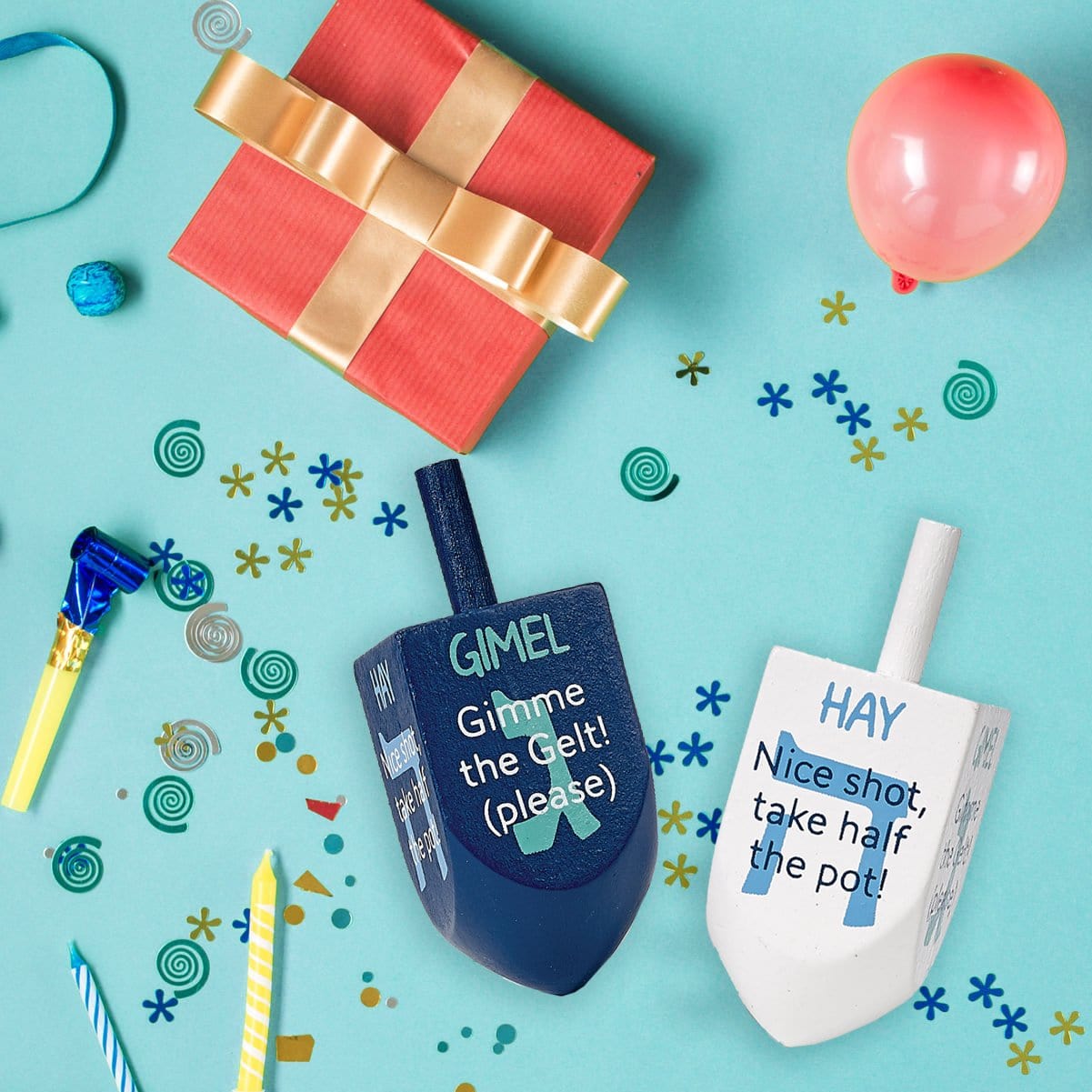 Set of Two Attitude Painted Wood Dreidels、mySite、topwebapps