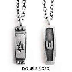 Emily Rosenfeld Double-Sided Necklace with Star of David and Oxidized Shin、mySite、topwebapps