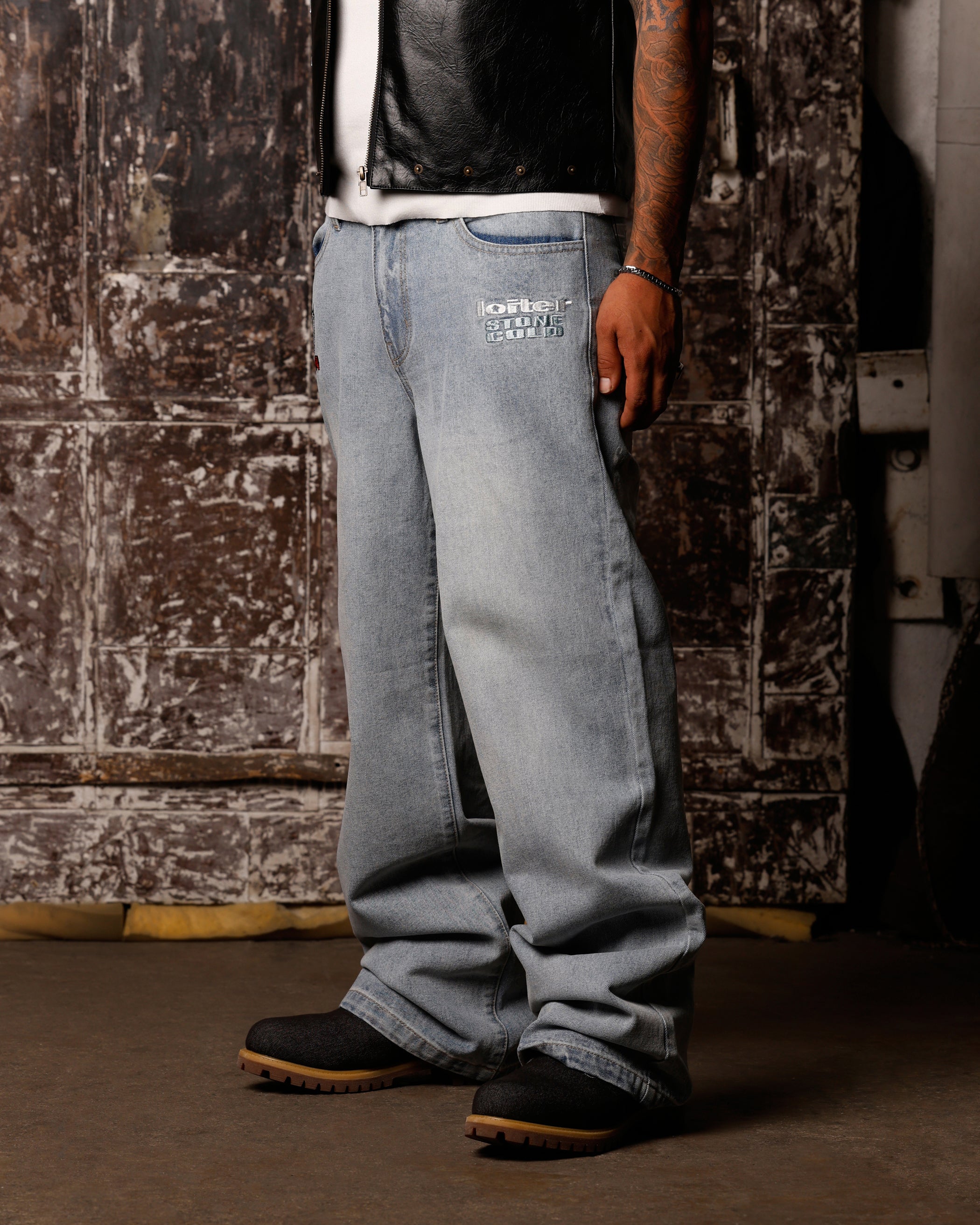 Loiter X WWE Stone Cold Washed Jeans Vintage Blue Wash、mySite、zt4zffjzw