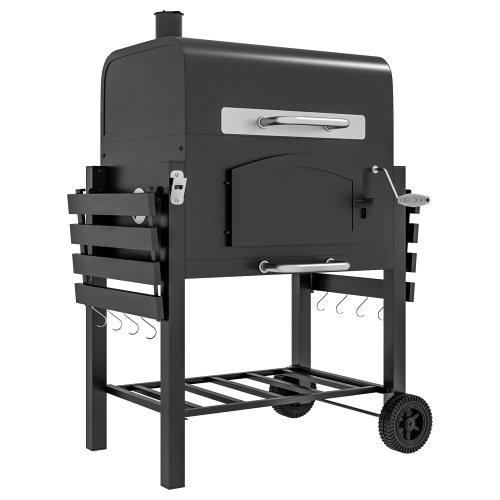 Outsunny Charcoal Grill, BBQ with Adjustable Height, Portable Barbecue with Folding Shelves, Thermometer, Bottle Opener & Wheels for Outdoor Camping, Picnic, Patio, Backyard, Black、、eastwooduniform