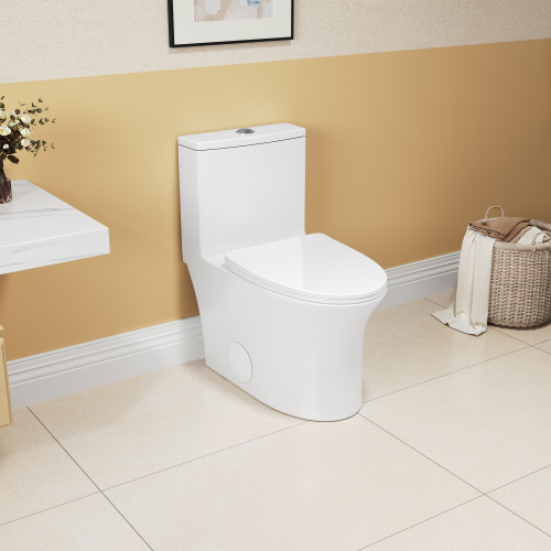 1.1/1.6 GPF Elongated Comfort Height Floor Mounted One-Piece Toilet, CUPC Certified, WaterSense Cetified, Ceramic, White Color, Soft Close Seat、、xpatfood