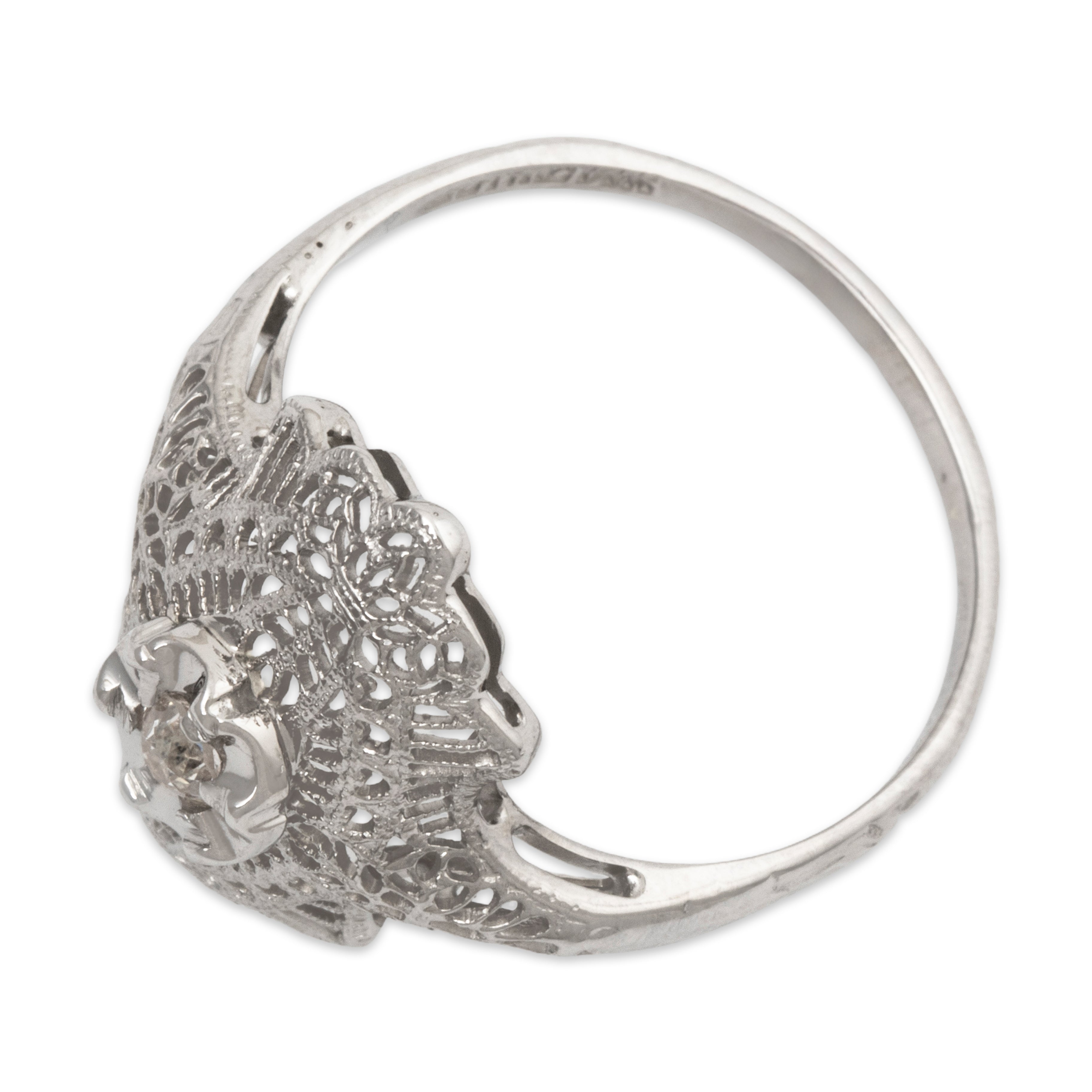 Antique Art Deco 14k White Gold Old Mine Cut Diamond Intricate Filigree Ring、mySite、hinf8tx79