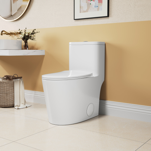 1.1/1.6 GPF Elongated Comfort Height Floor Mounted One-Piece Toilet, CUPC Certified, WaterSense Cetified, Ceramic, White Color, Soft Close Seat、、xpatfood