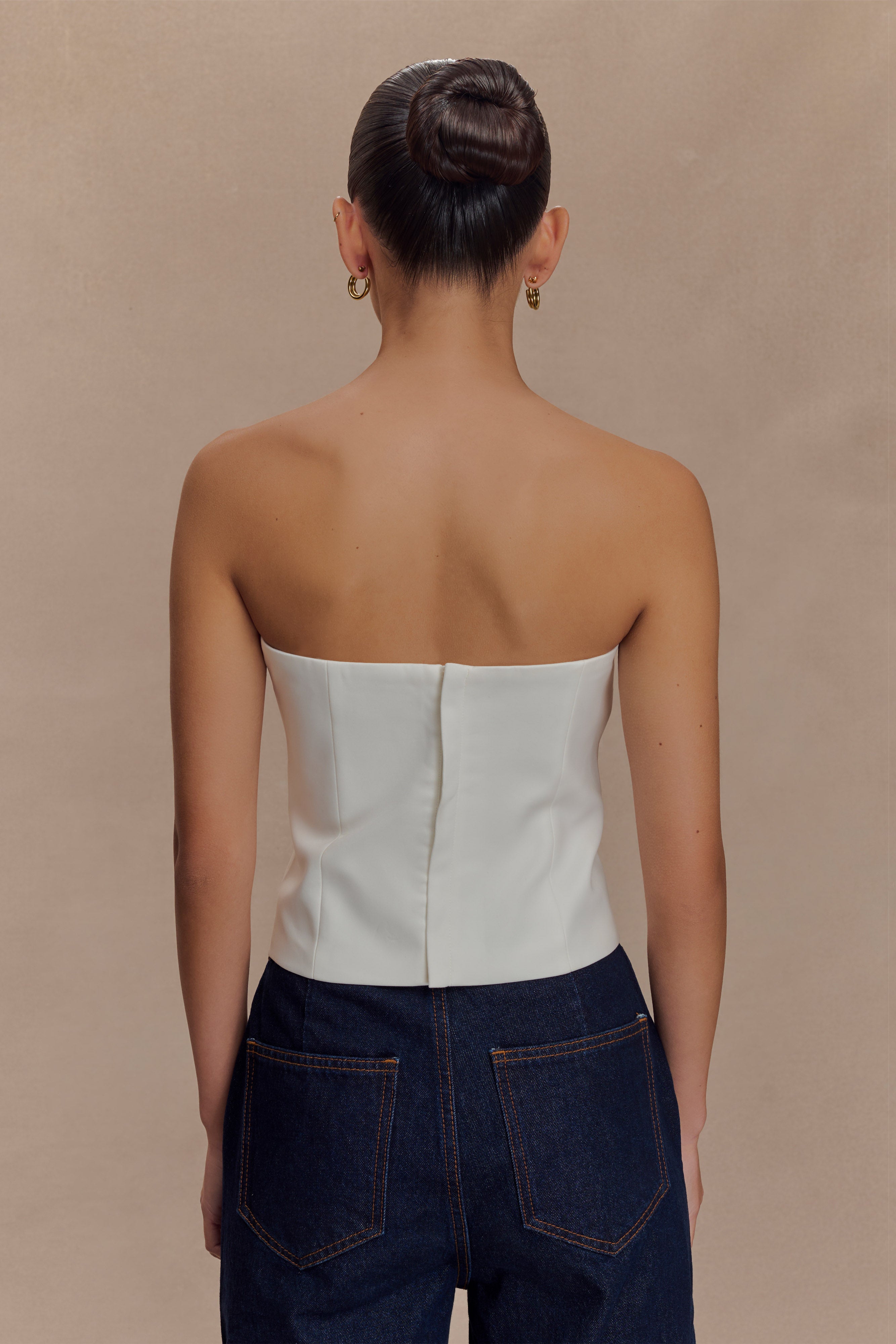 Zillah Strapless Cotton Top - White、mySite、solidvoid