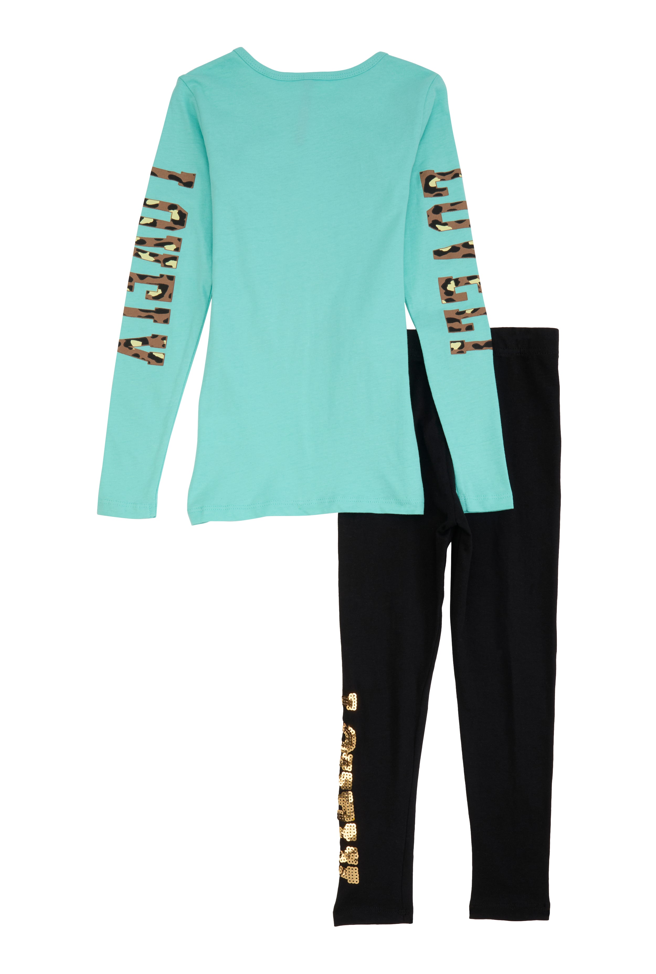 Little Girls Lovely Sequin Bear Graphic Tee and Leggings、mySite、camillekostekn