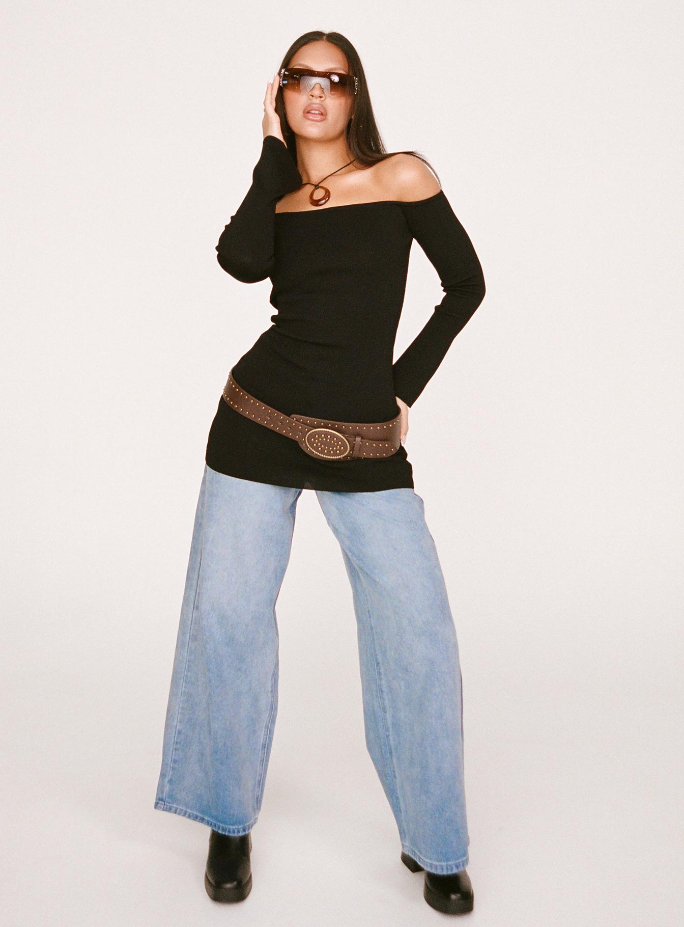 Parisa Long Sleeve Mini Dress Black Tall、mySite、solidvoid