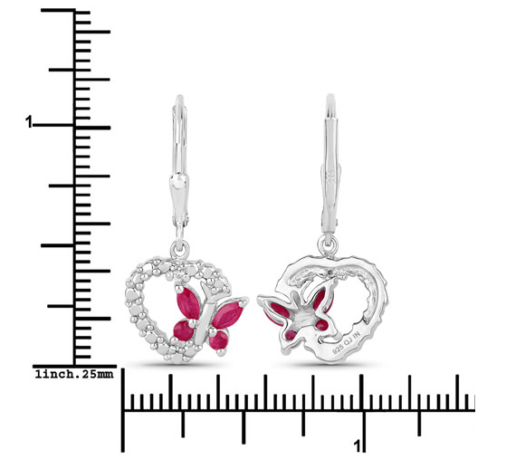 Butterfly and Heart Earrings Genuine Gemstones 925 Sterling Silver、mySite、g9winljtr