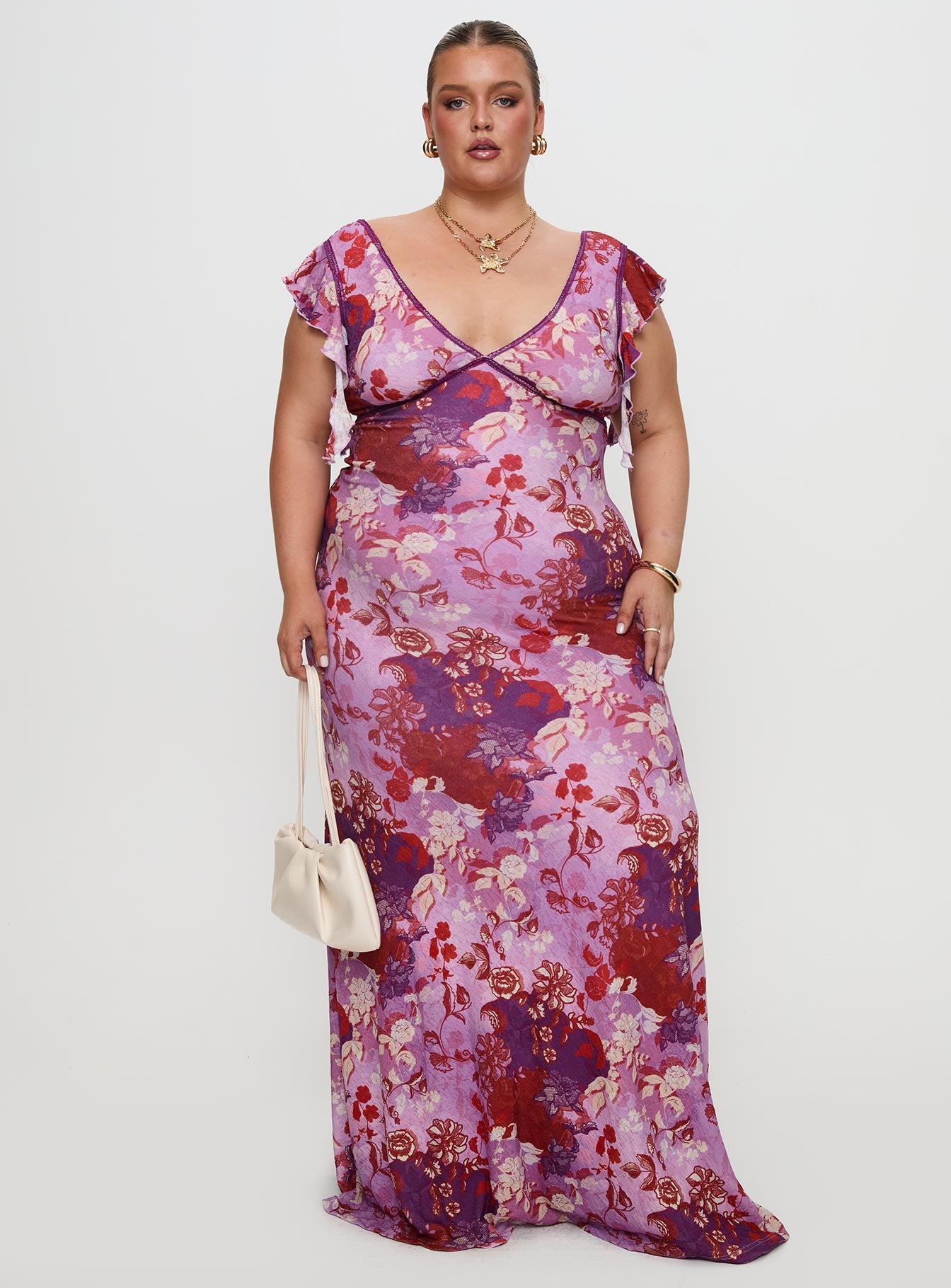 Soleila Maxi Dress Purple Multi Curve、mySite、solidvoid