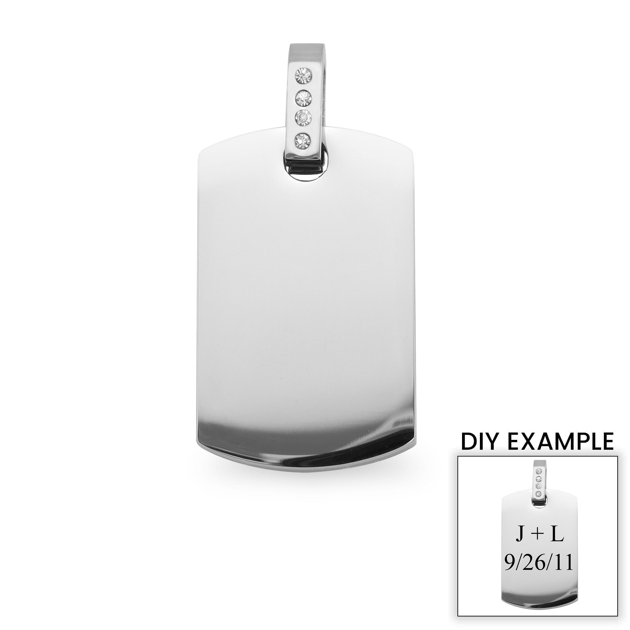 18K Gold PVD Stainless Steel CZ Dog Tag Pendant / SBB0099、mySite、dreamappss