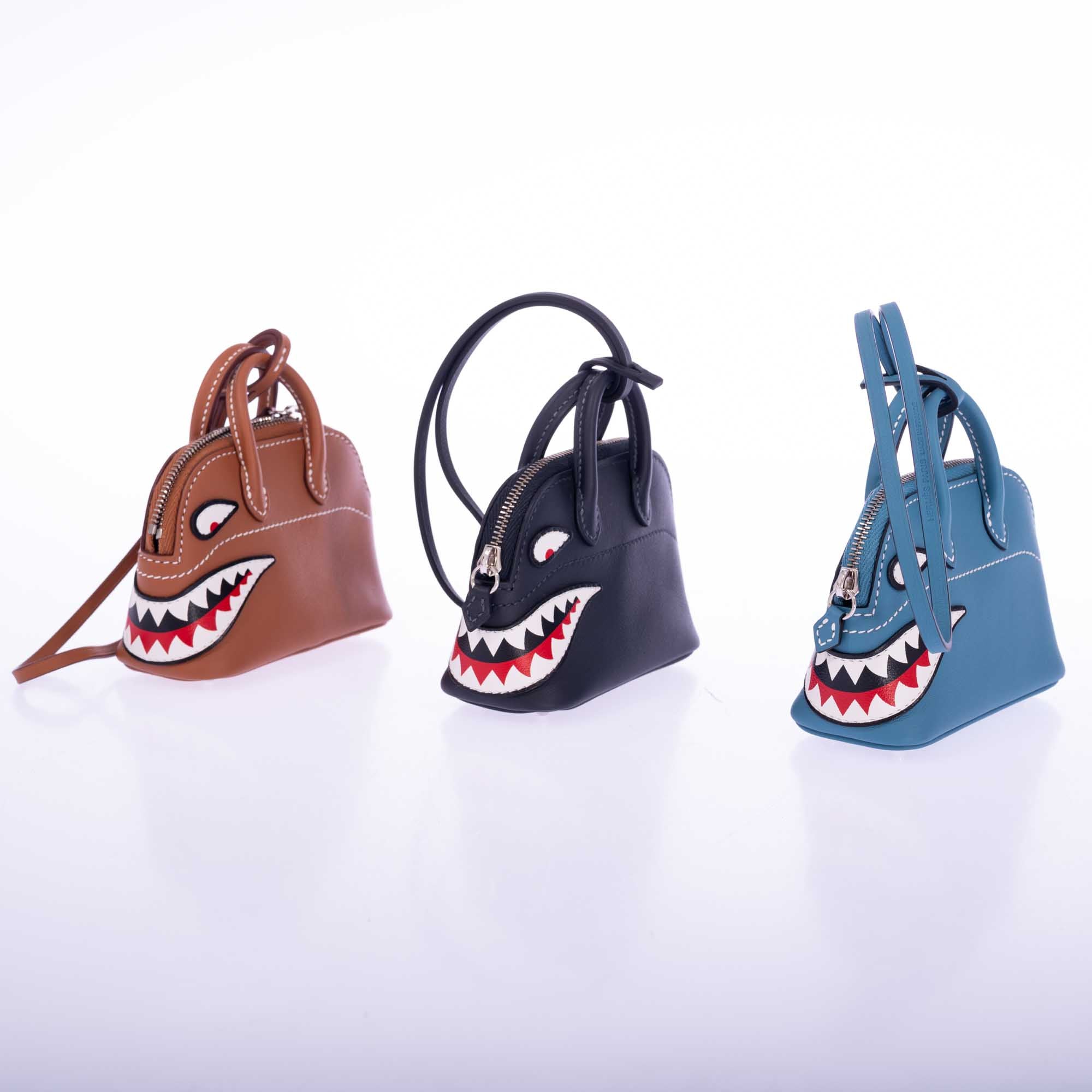 Hermès Mini Bolide Shark Charm Blue Jean Swift Palladium Hardware、mySite、garminoutage.com