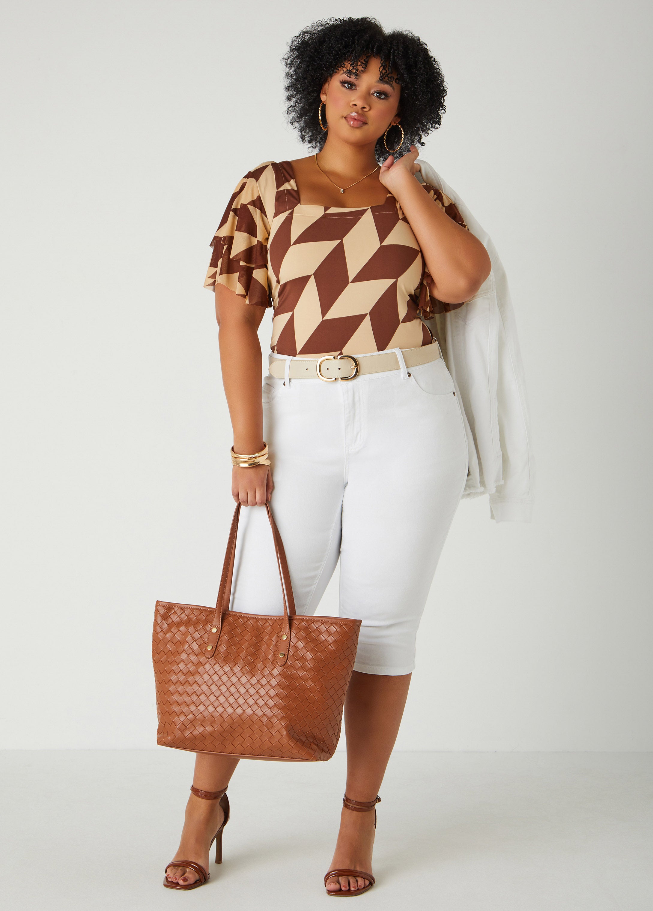 Tiered Sleeve Geo Print Top、mySite、bengalsvssteelers