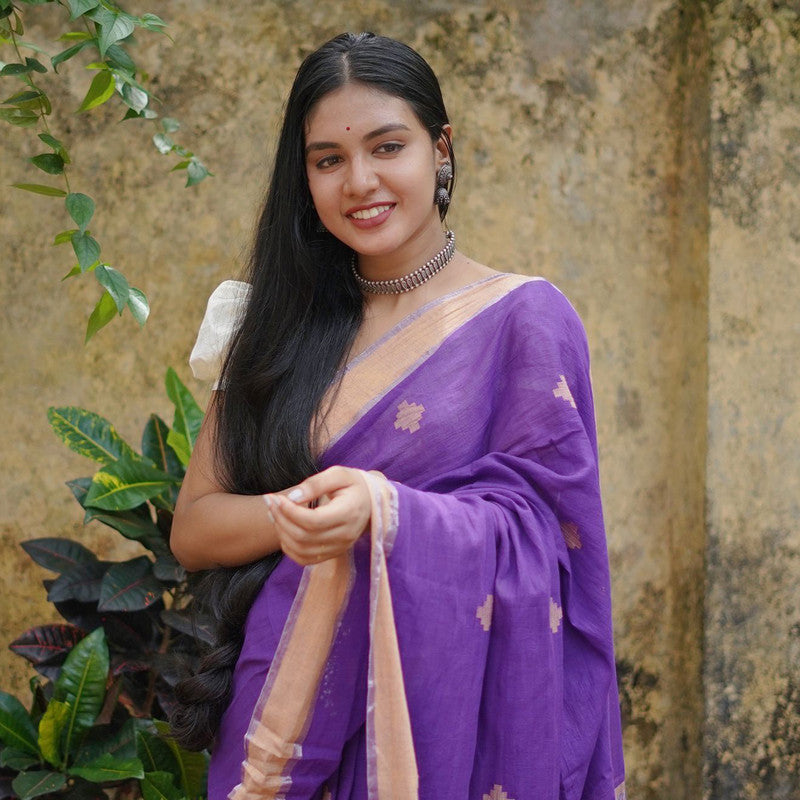 Festive Wear | Cotton Silk Saree | Purple、mySite、camillekostekn