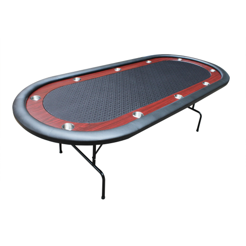 96" Light Series Foldable Poker Table with Wooden Racetrack Felt Stainless Legs Cup Holders Black、、casual