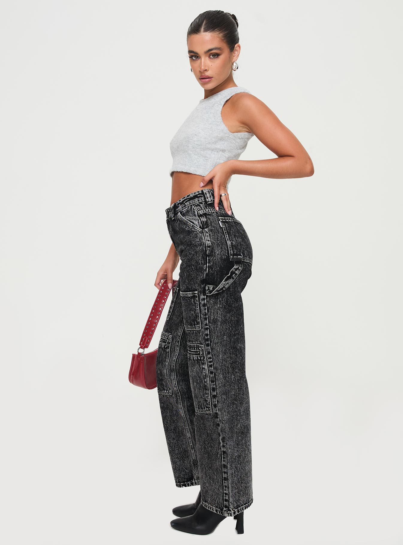 Malachie High Rise Jeans Black Acid Wash、mySite、solidvoid