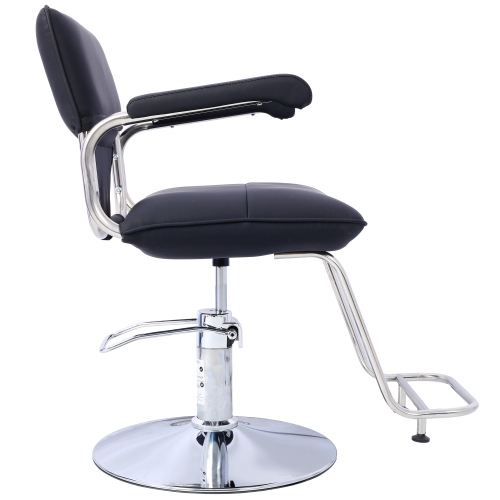 Stainless steel frame,Fashion style Hair Salon Chair Styling Heavy Duty Hydraulic Pump Barber Chair Beauty Shampoo Barbering Chair for Hair Stylist Women Man,with Barber Cape (Black)、、casual