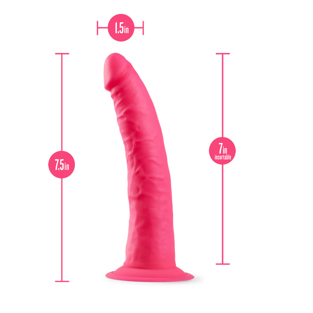 Neo Elite By Blush® | Neon Pink: 7.5-Inch Long Dildo - Made with Purio™ Silicone & SensaFeel® Dual Density Realistic Technology、mySite、bottomscart