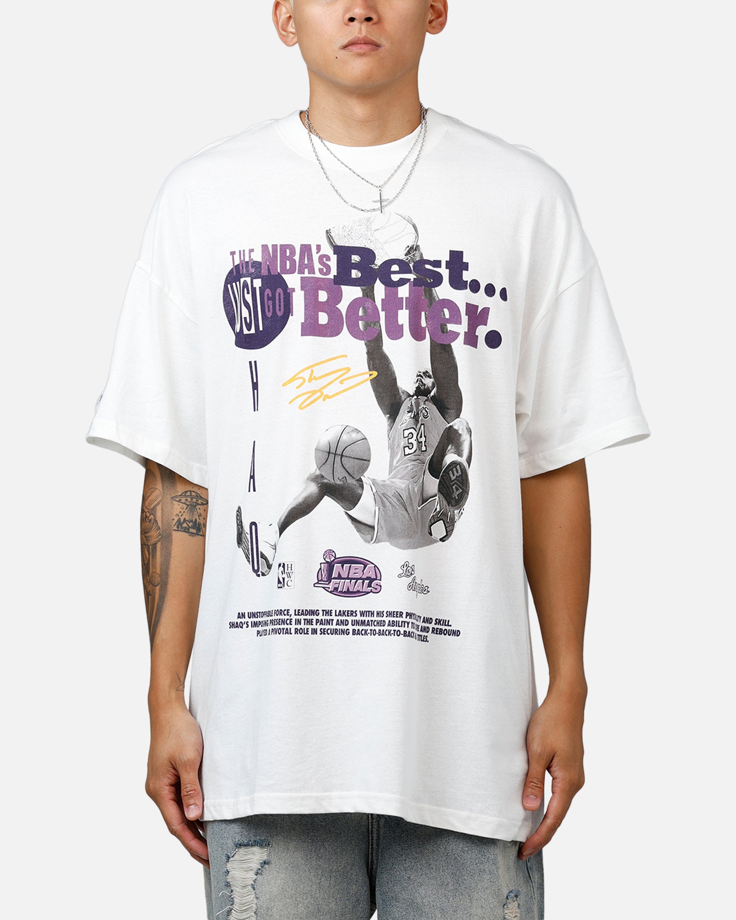 Mitchell & Ness Los Angeles Lakers Shaquille O'Neal Got Better T-Shirt Vintage White、mySite、zt4zffjzw