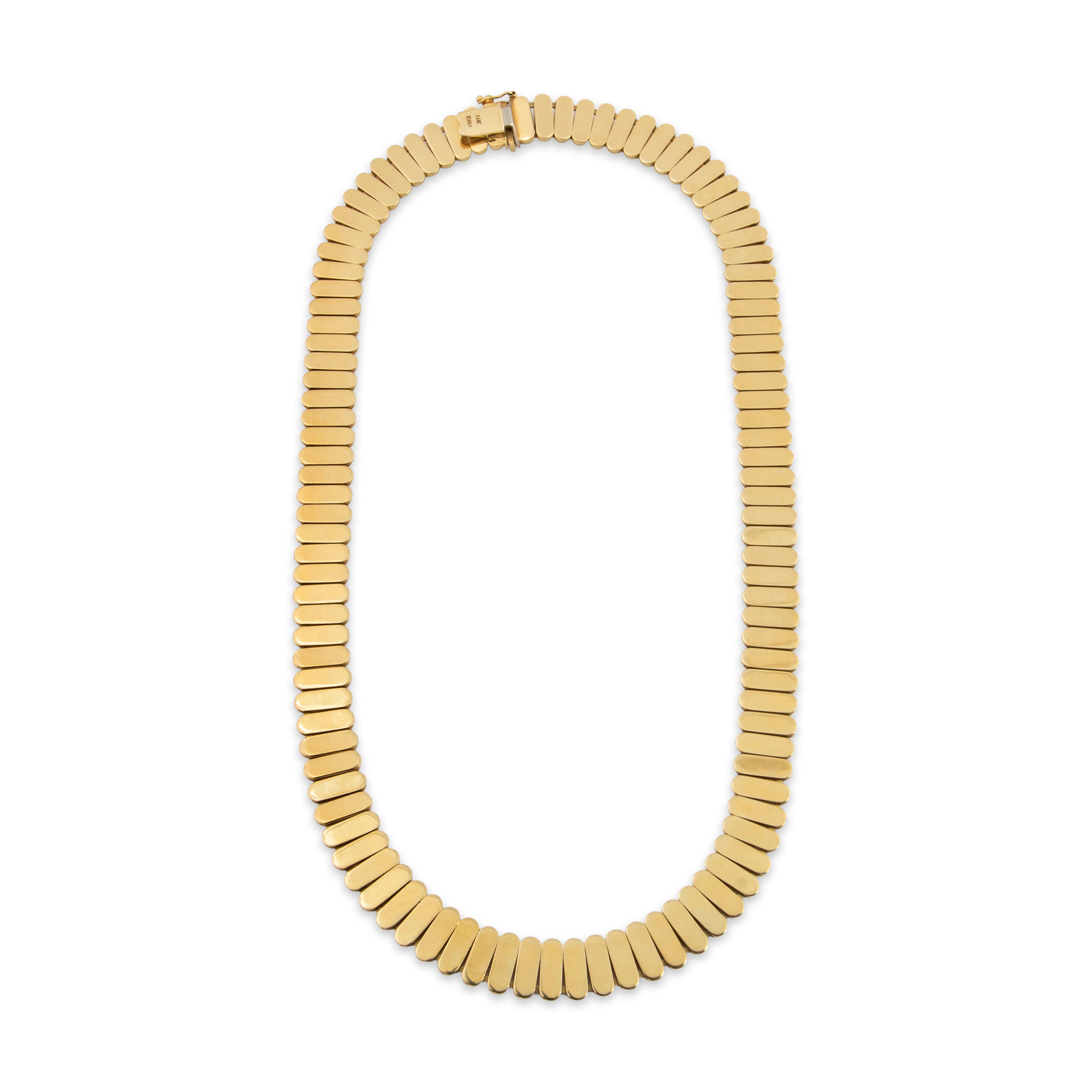 Vintage Italian 14k Yellow Gold Brushed & Polished Statement Necklace 16、mySite、hinf8tx79