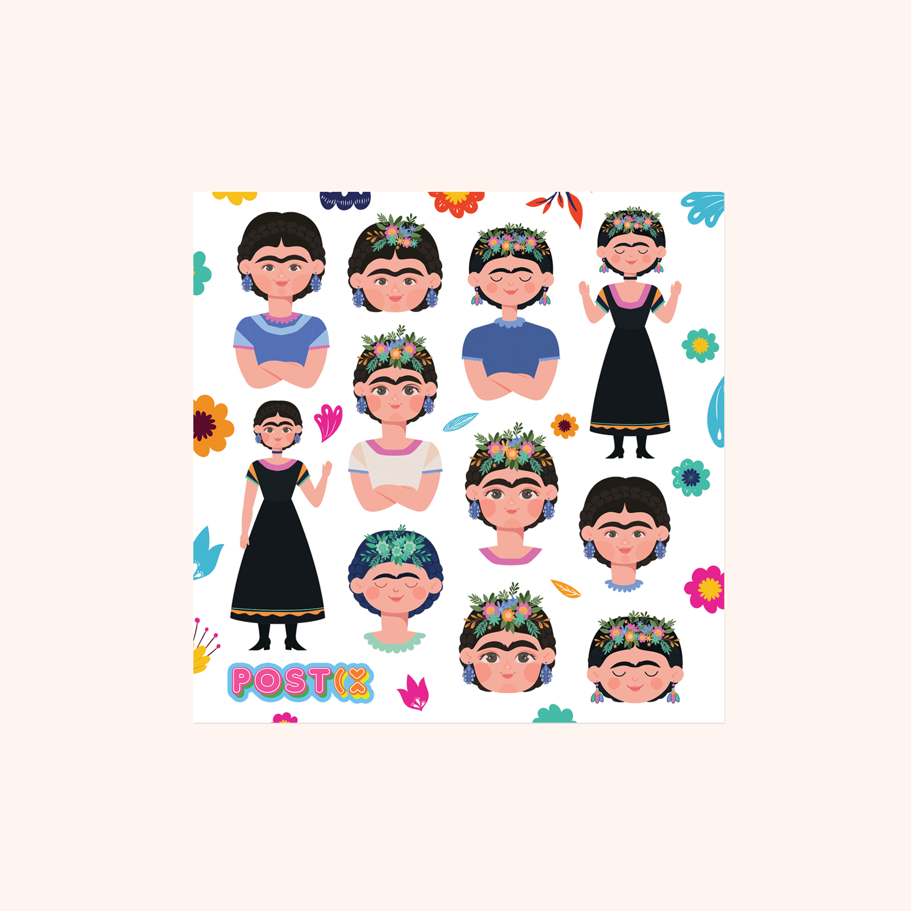  Fabulous Frida Kahlo Square Sticker Sheet、mySite、ghnorth