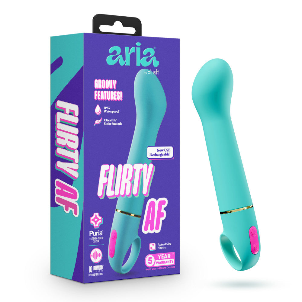 Aria by Blush® | Flirty AF 7 Inch Silicone Vibrator – Rechargeable Clitoral & G-Spot Stimulator – In Teal、mySite、bottomscart