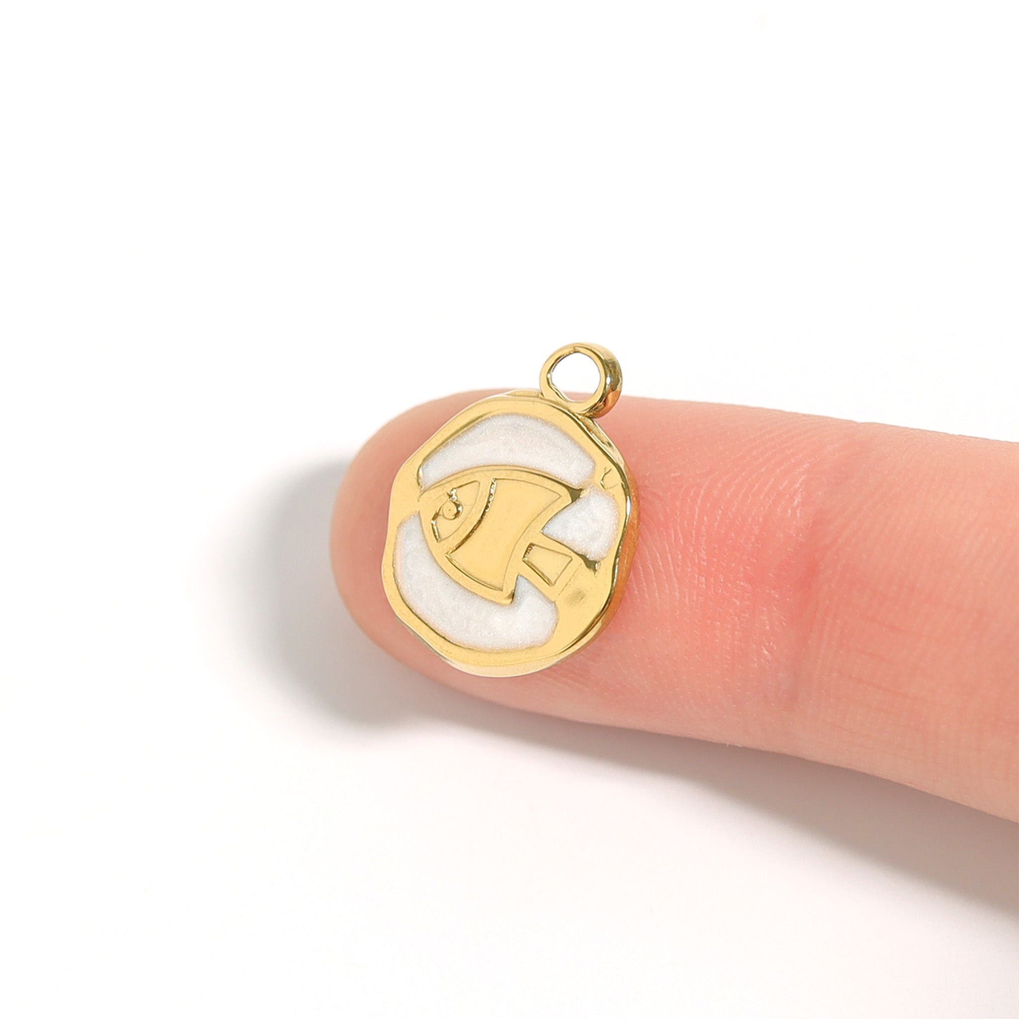 18K Gold PVD Fish White Epoxy Charm / PDL0221、mySite、dreamappss