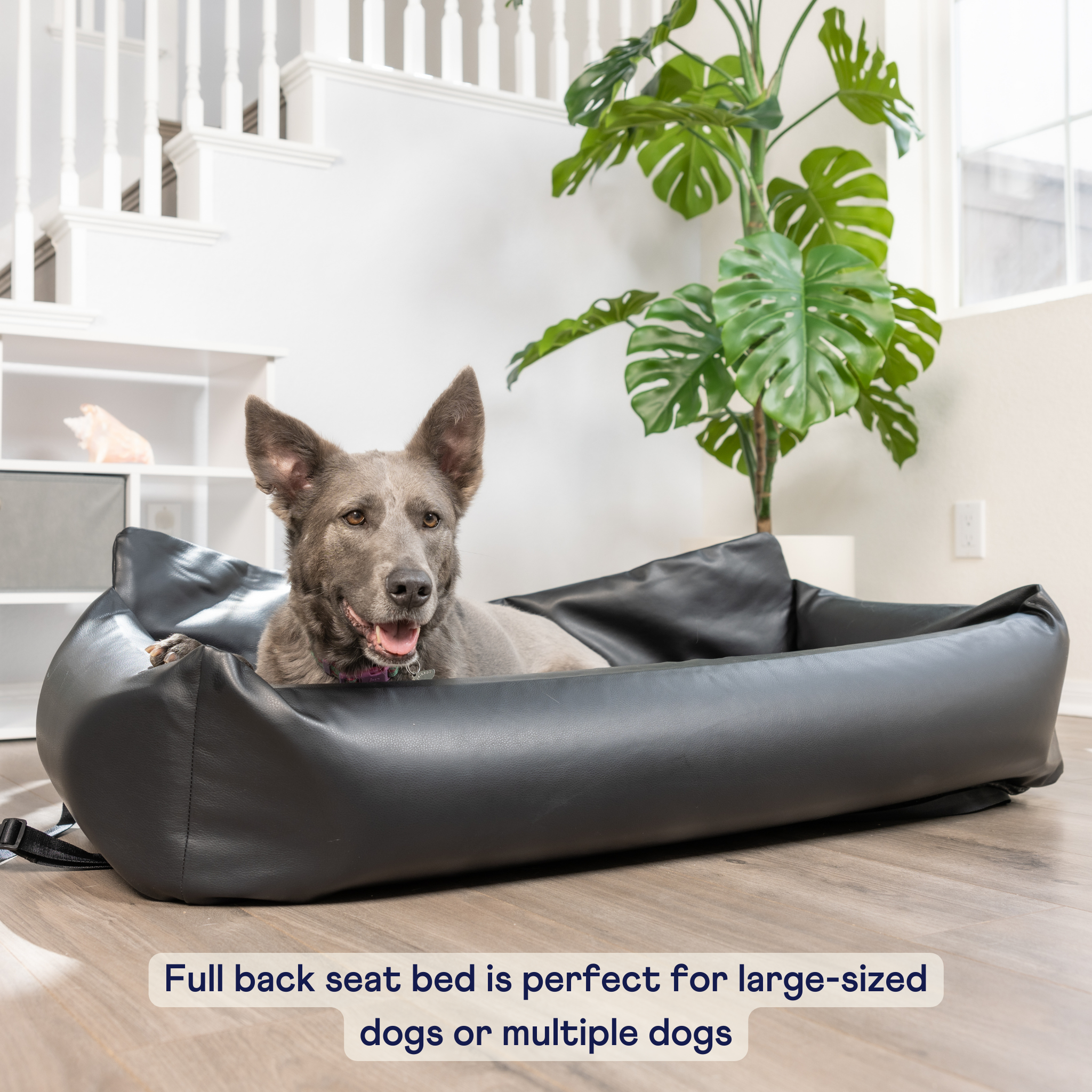 PupProtector™ Faux Leather Memory Foam Dog Car Bed - Black、mySite、solidvoid