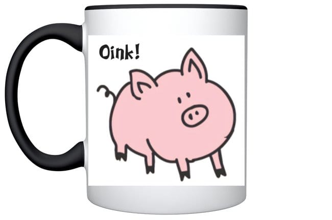 Rooterville Fat Pink Piggy Oink! Mug 11oz Color Inside + Handle*、mySite、g9winljtr