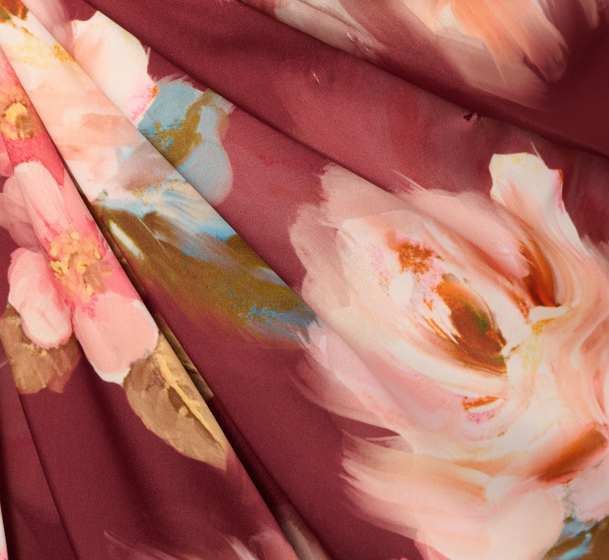 Floral Satin Twist Waist Halter Gown In Brown Multi、mySite、solidvoid