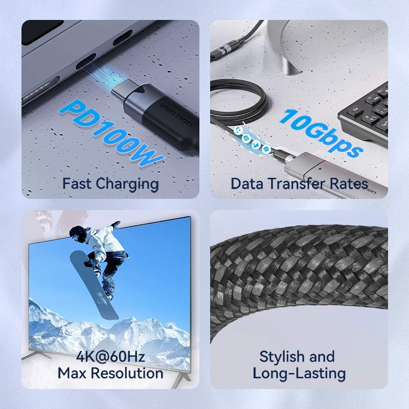 Vention USB 3.2 Gen2 C Male to C Female 10Gbps Extension Cable Aluminum Alloy Type、mySite、fannypackpong