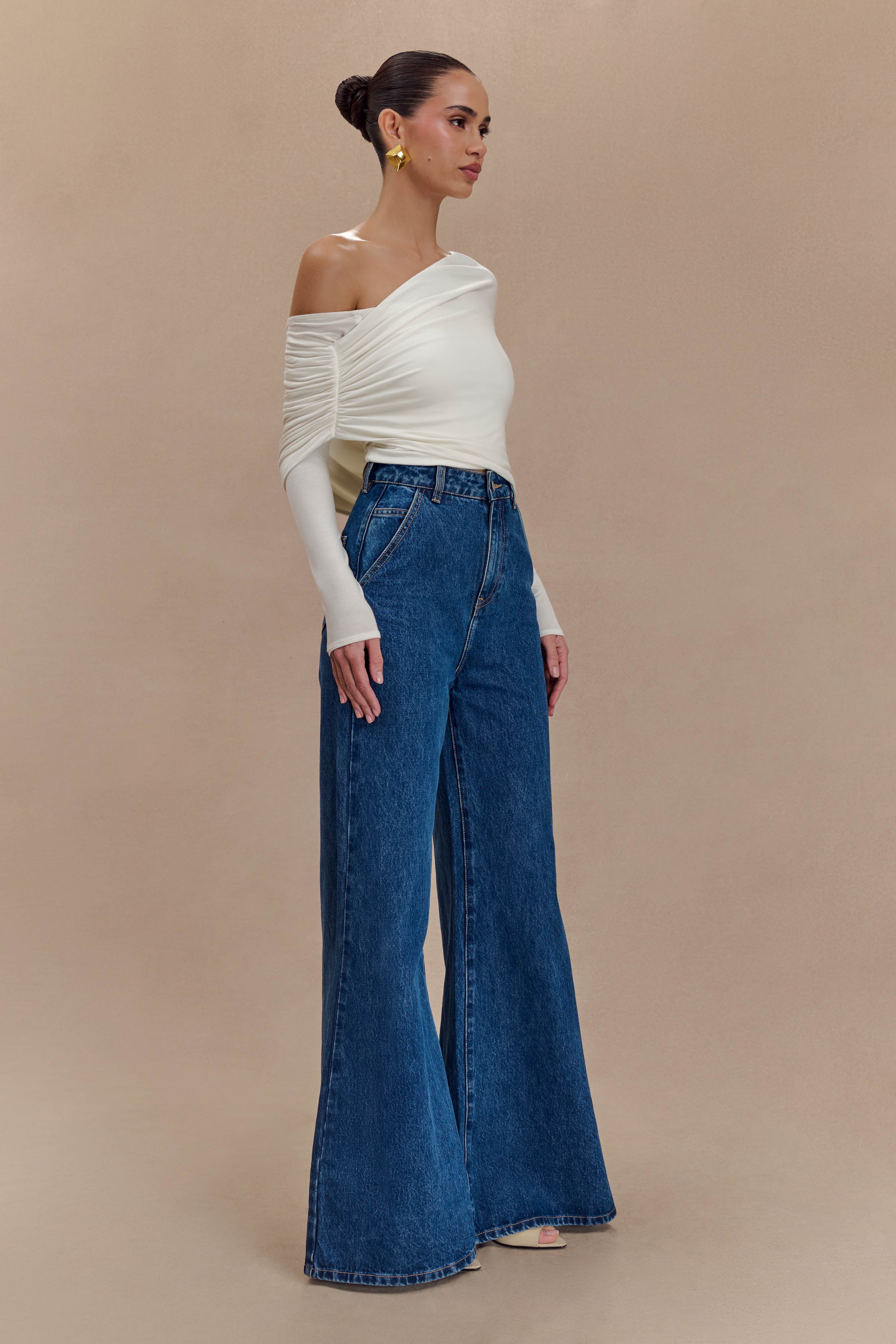 Corinna Modal One Shoulder Top - Ivory、mySite、solidvoid