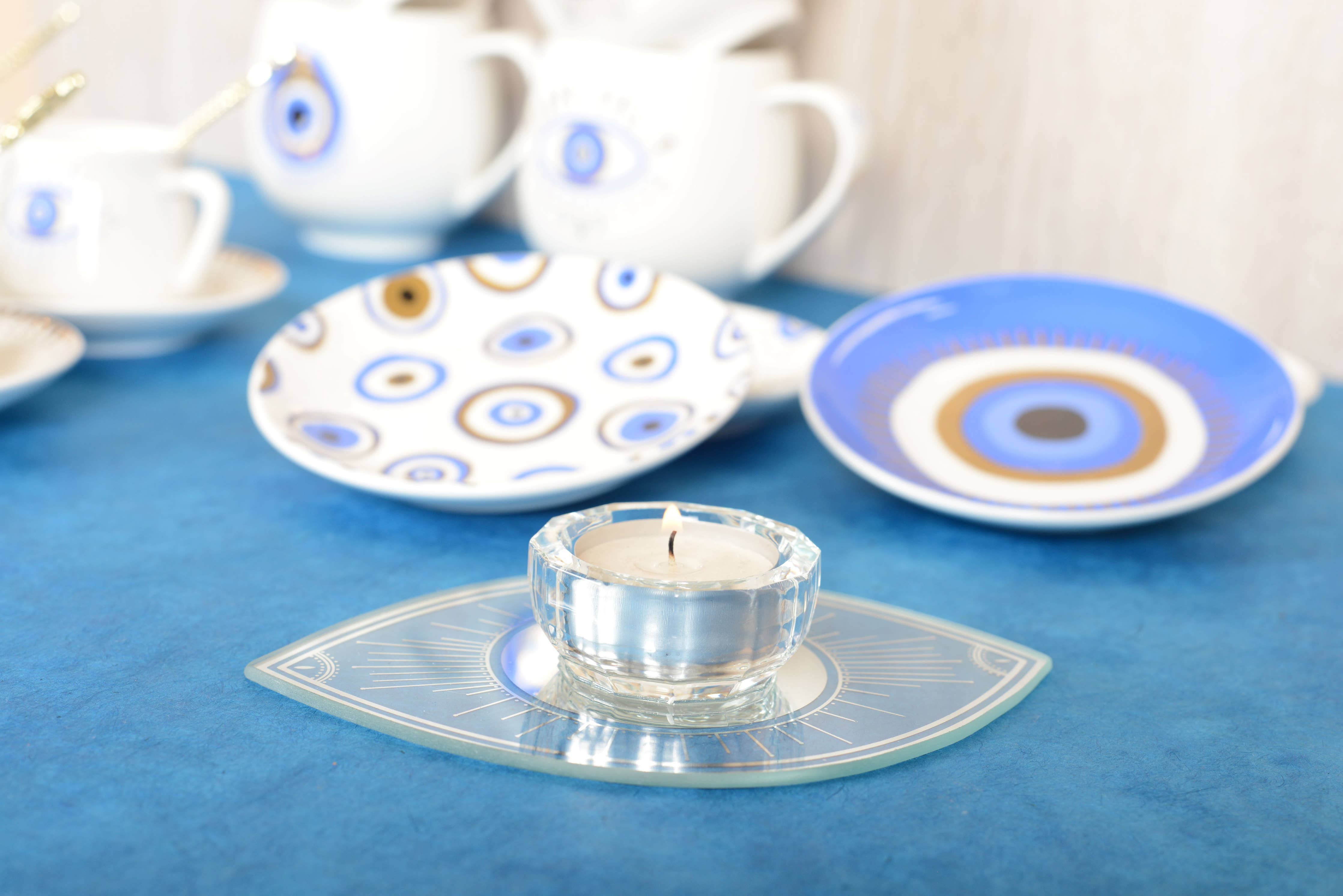 Silver Mirrored Evil Eye Candle Holder、mySite、topwebapps
