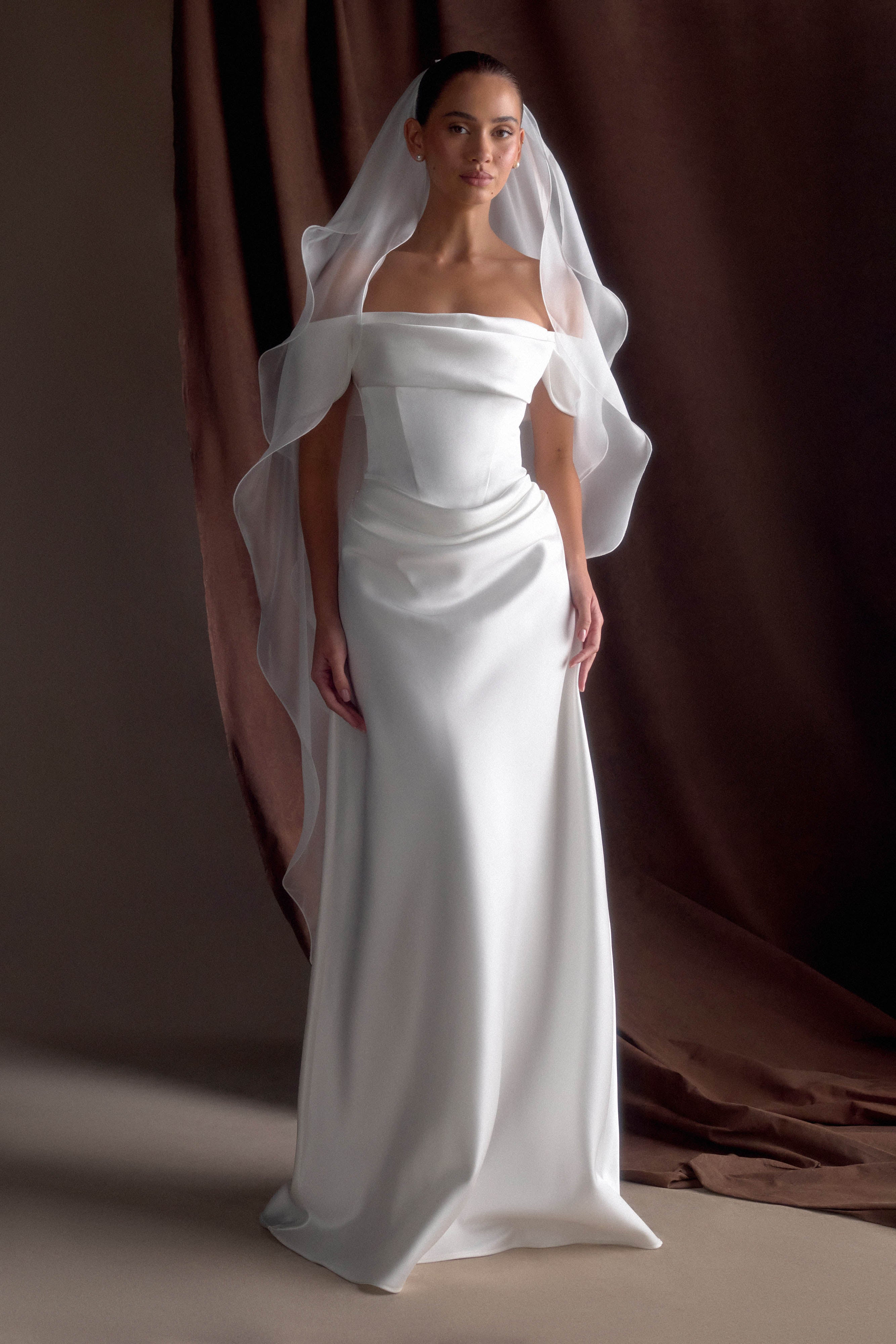 Asteria Draped Chiffon Veil - Ivory、mySite、solidvoid