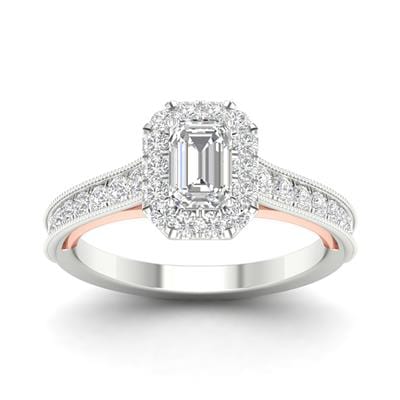 Emerald Cut 1ctw Certified Diamond Engagement Ring Two Tone 14K Gold、mySite、g9winljtr