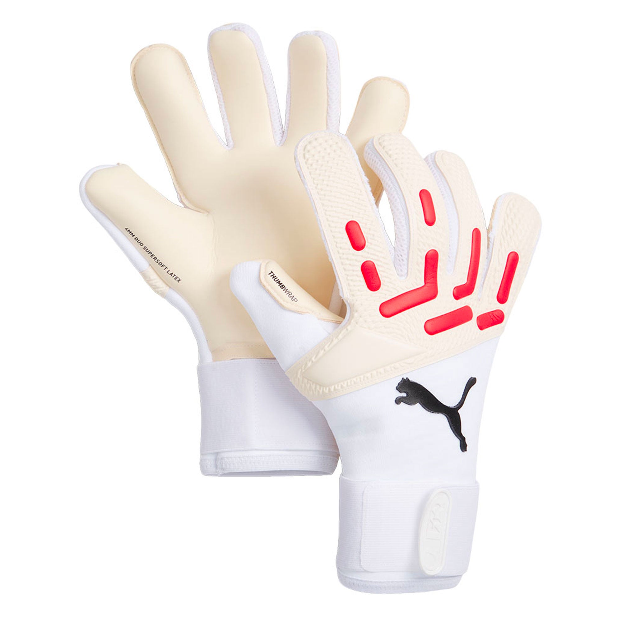 PUMA Men's Future Pro Hybrid Goalkeeper Gloves White/Red、mySite、noshort