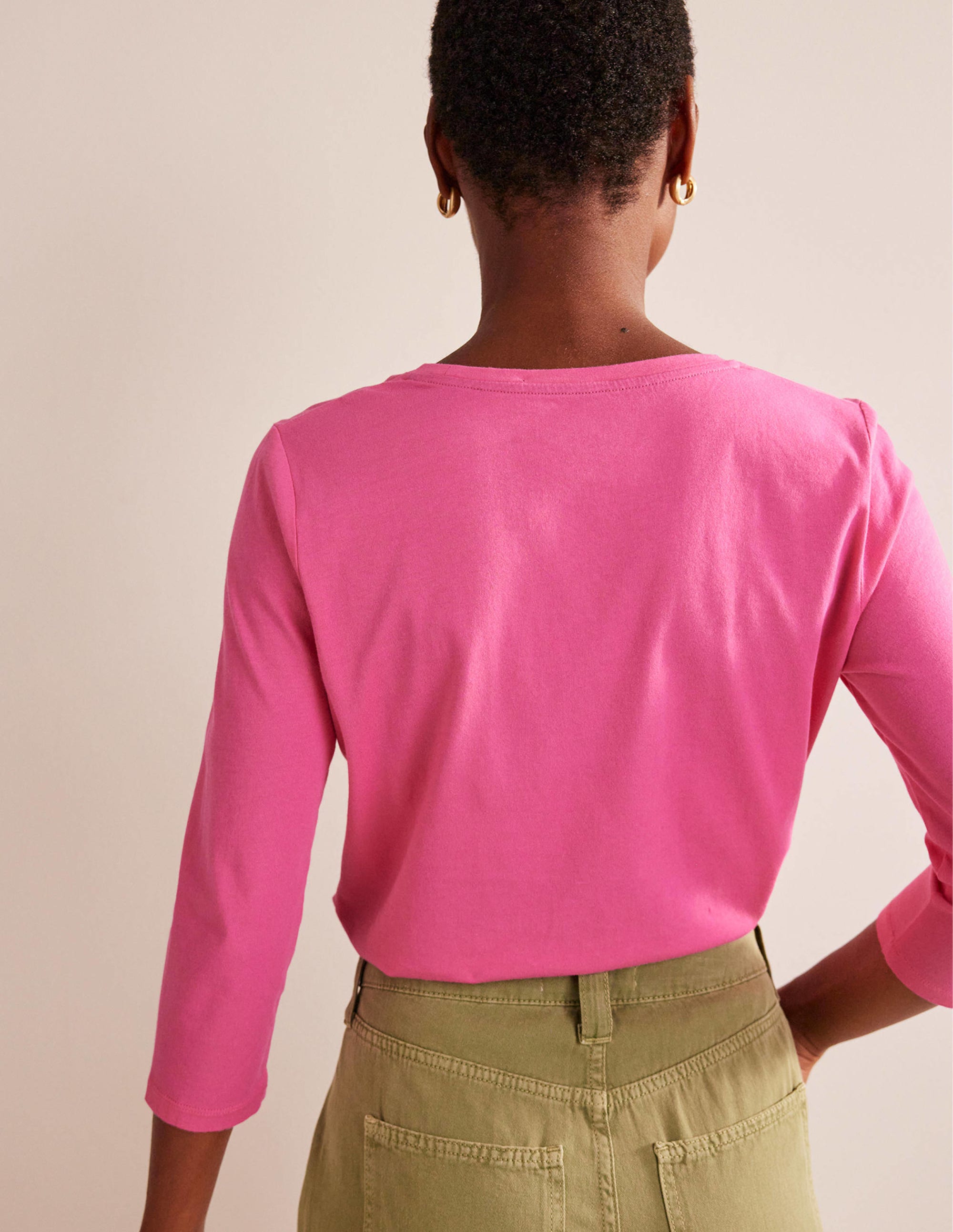  3/4 Sleeve Scoop Neck Top-Pink、mySite、ashleygrahame