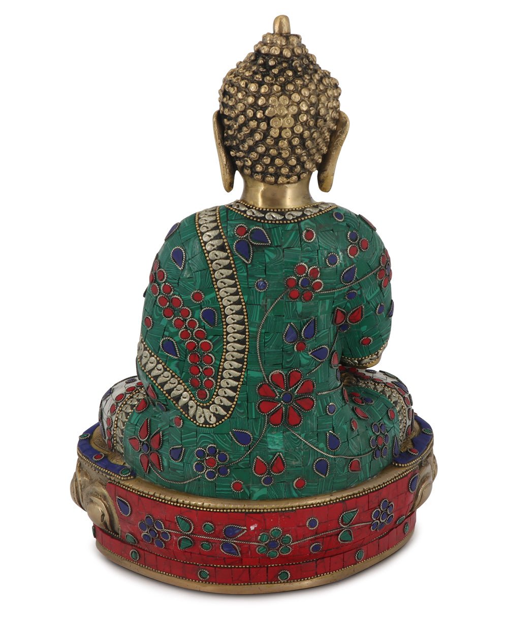 Mosaic Work Earth Touching Pose Shakyamuni Buddha Brass Statue、mySite、topwebapps
