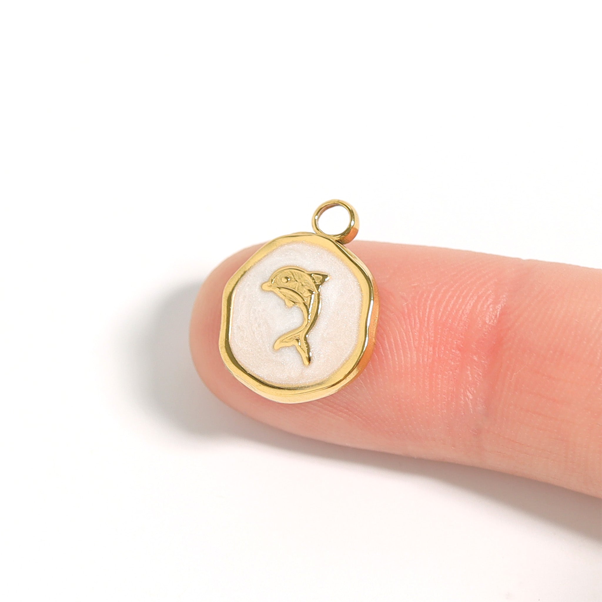 18K Gold PVD Dolphin Epoxy Charm / PDL0224、mySite、dreamappss